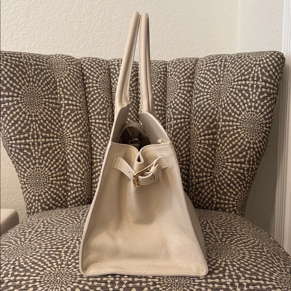 Claudia Firenze Off White Cream Leather XL Tote Bag - Picture 7 of 15